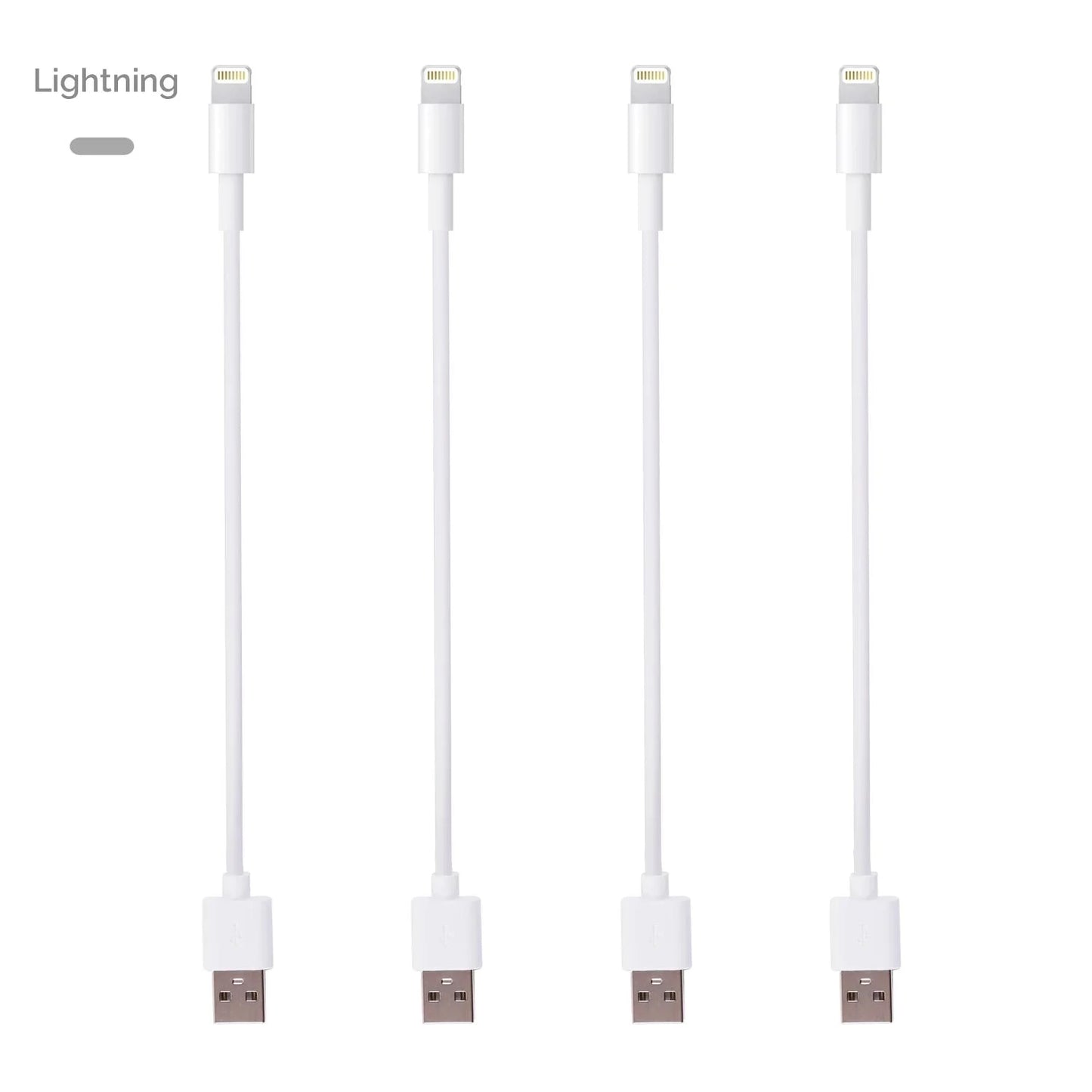 4-pack of Short Charging Cables, Cords - USB-C, Lightning, Micro USB available