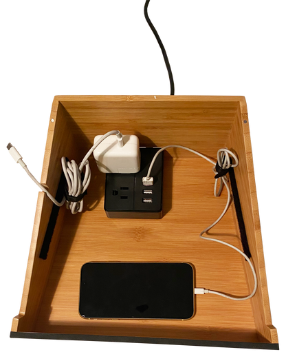 Laptop Stand And Organizer with Built-In Power Hub And Dry Erase Board - Great Useful Stuff - NEW