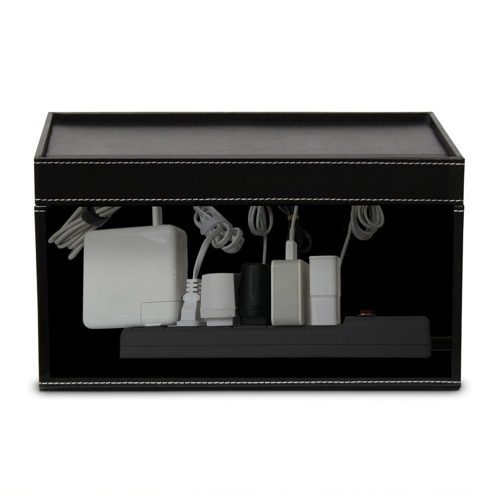 Medium Cable Cubby - Black Leatherette - Great Useful Stuff