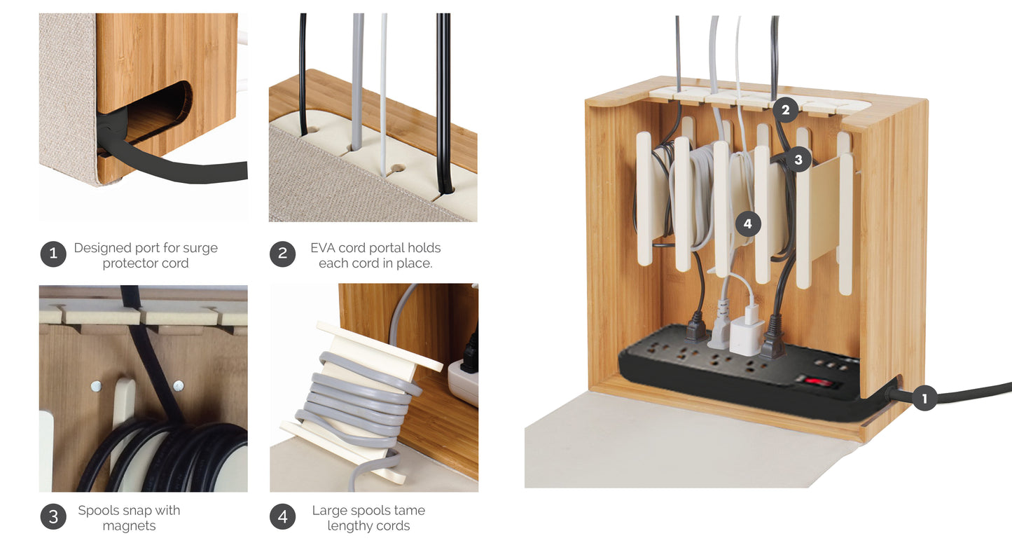 Cord Corral Organizer (with Free AC + USB Power Strip 29.99 Value) - Great Useful Stuff