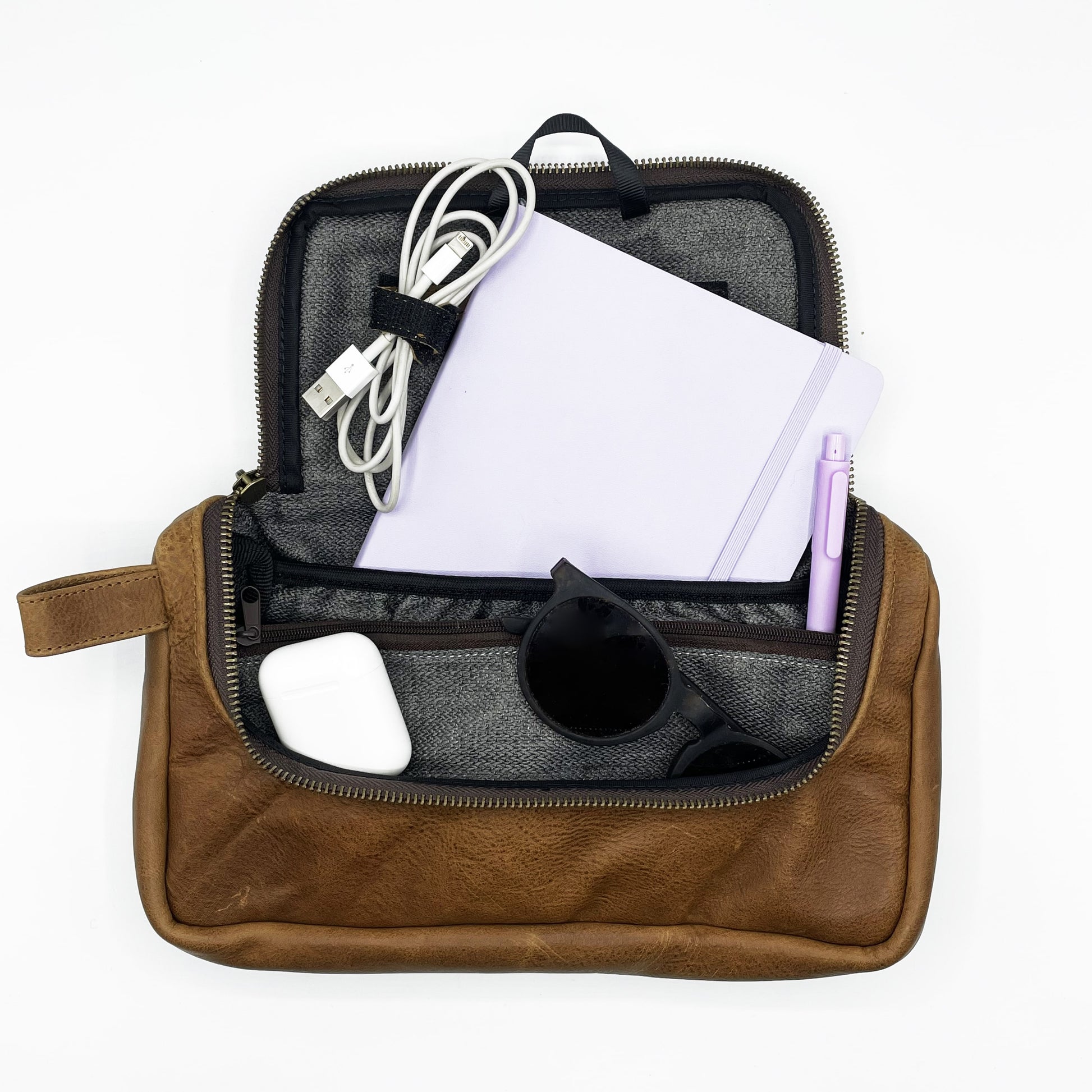 NEW Brown Leather Travel Media Pouch - Great Useful Stuff