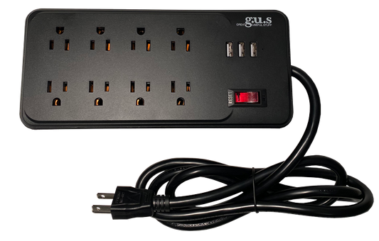 GUS Essential Extra Large 8 A/C + 3 USB Power Strip