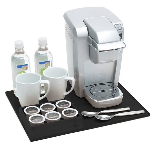 Beverage Organizer Tray - Black Leatherette - Great Useful Stuff
