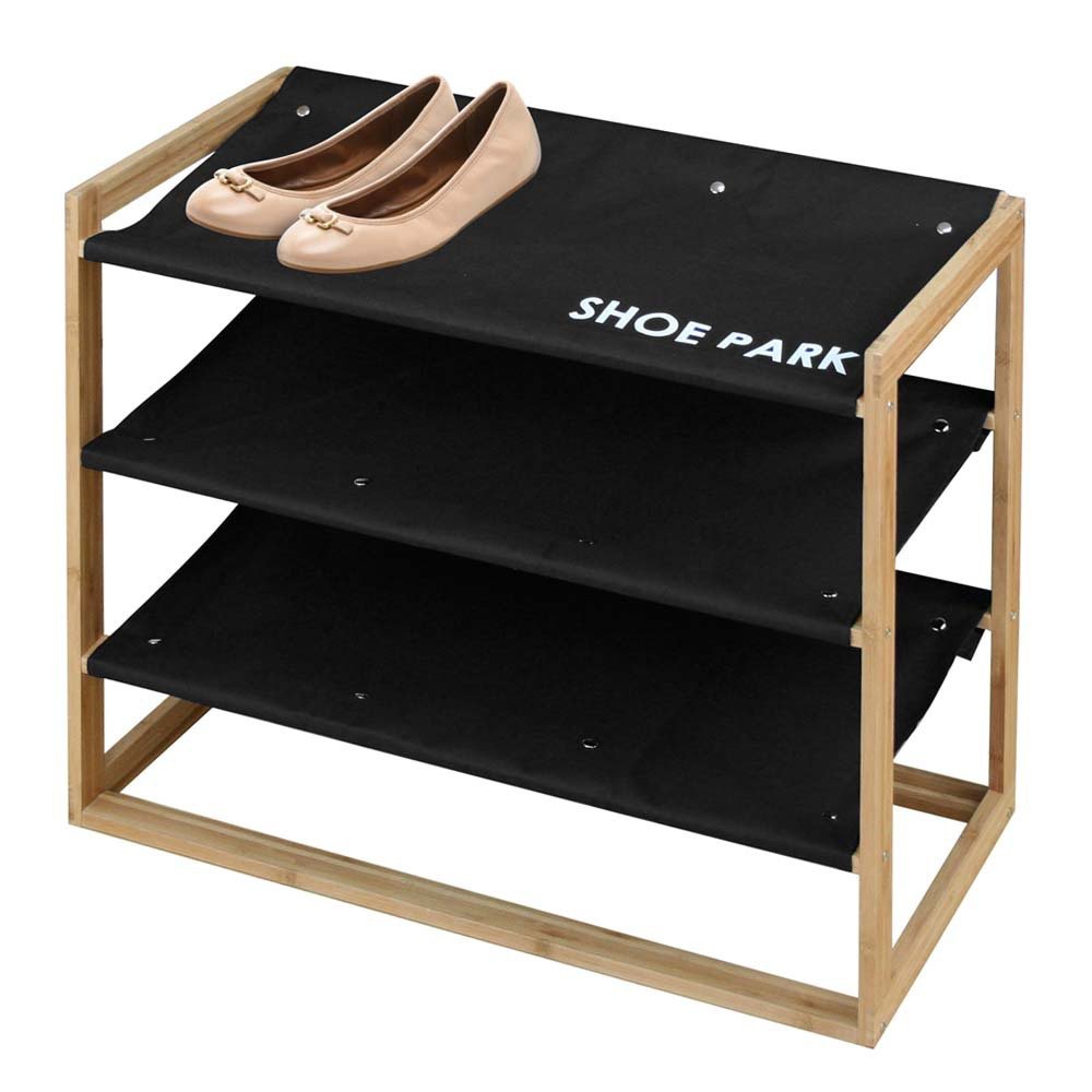 Shoe Park - Bamboo & Canvas Shoe Rack - Great Useful Stuff