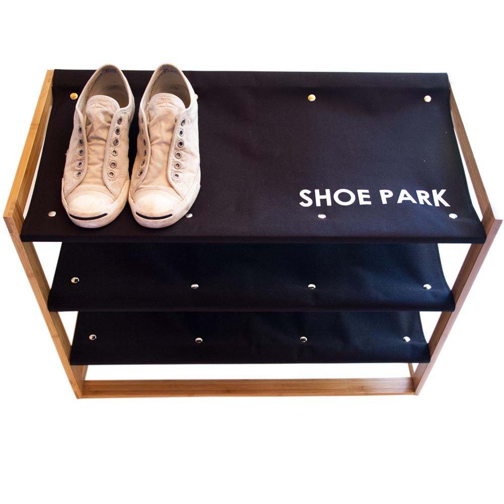 Shoe Park - Bamboo & Canvas Shoe Rack - Great Useful Stuff