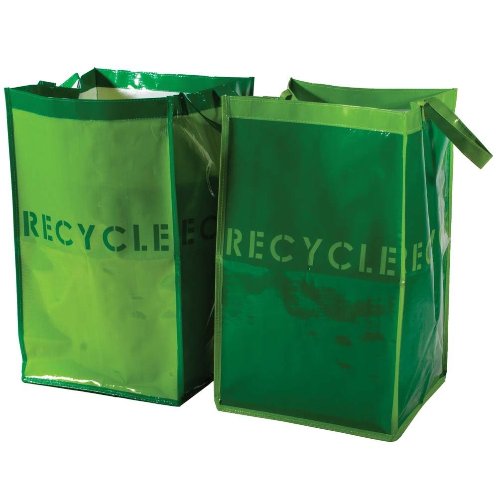 Garbage bag recycling container. Reusable recycle bags for paper
