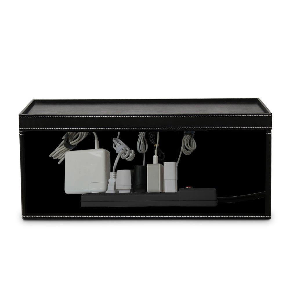 Large Cable Cubby - Black Leatherette - Great Useful Stuff