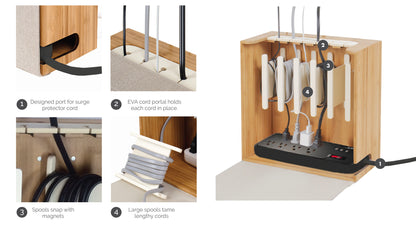 Cord Corral Cable Organizer  6 Cord Spindles For Under Desk Organization –  Great Useful Stuff
