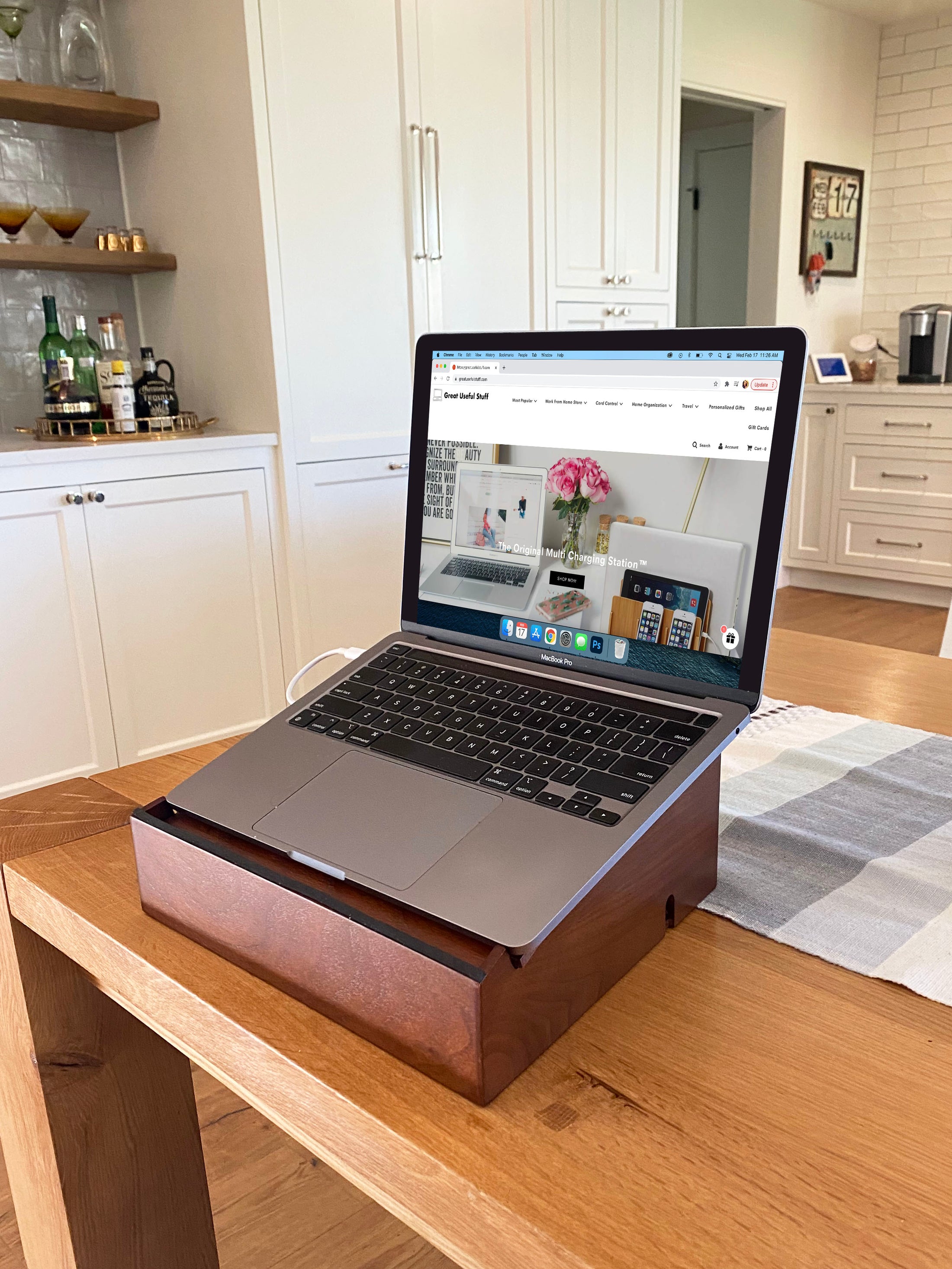 Laptop Stand and Organizer | Built-In Power Hub, Reversible Dry Erase ...