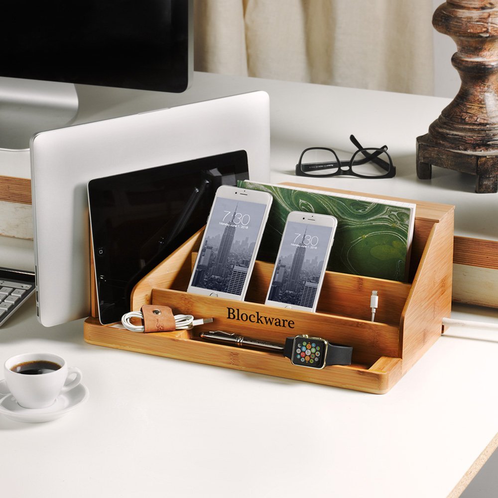 All-In-One Multi Charging Station and Organize - Eco-Friendly Bamboo