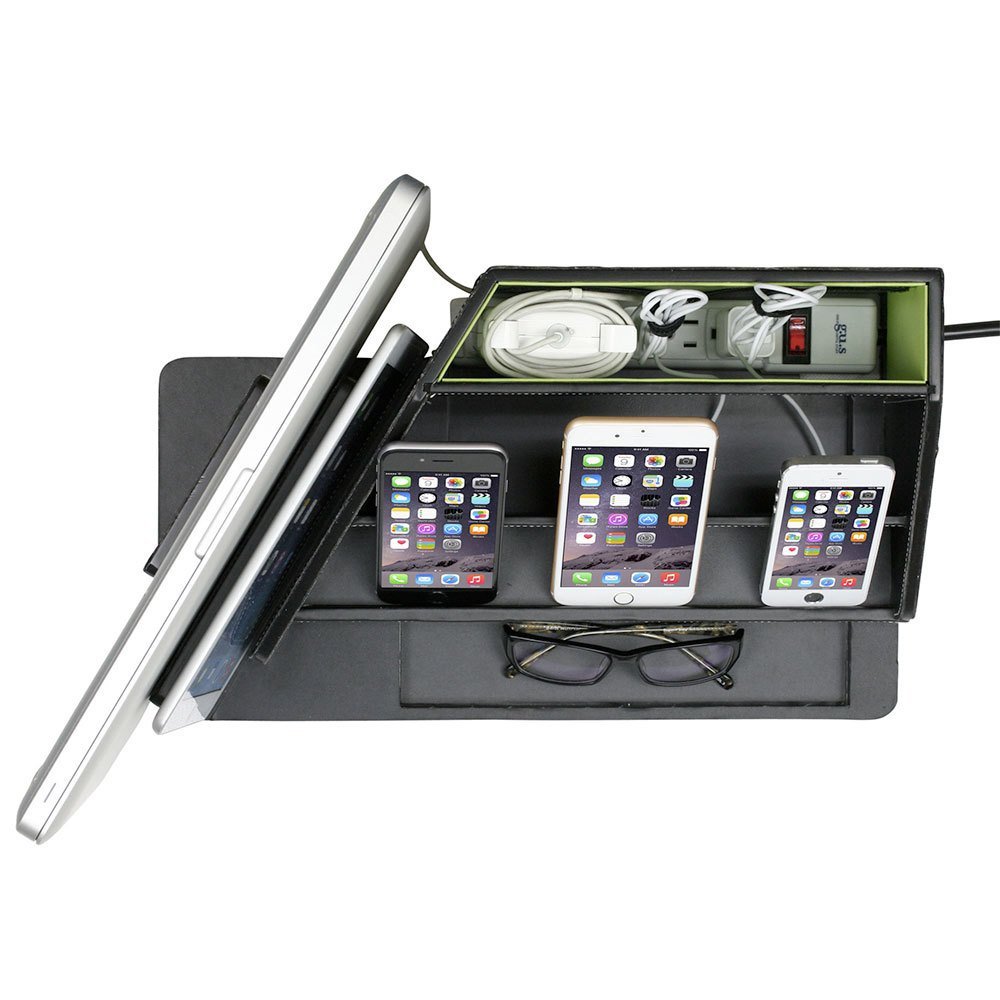 Compact Charging Station | Multi Device Charging Organizer Black / No