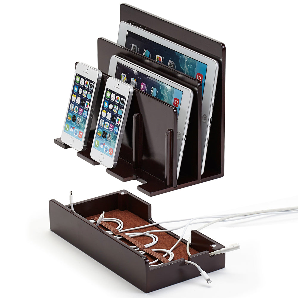 Great Useful Stuff Multi Device Charging Station and Cord Organizer, Bamboo